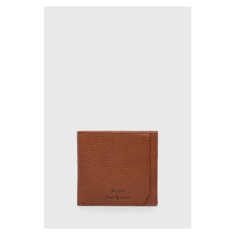 Kožená peněženka Polo Ralph Lauren hnědá barva, 405914158