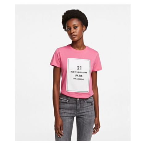 Tričko Karl Lagerfeld Square Address Logo T-Shirt - Růžová