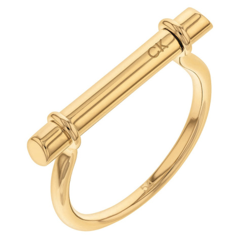 Calvin Klein Minimalistický pozlacený prsten Elongated Linear 35000024