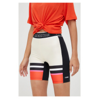Tréninkové šortky P.E Nation Reframe dámské, béžová barva, vzorované, high waist