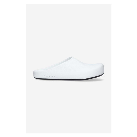 Kožené pantofle Marni Sabot pánské, bílá barva, SBMR001400.P4554.00W01-white