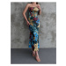 BİKELİFE Women's Floral Patterned Strapless Midi Length Dress