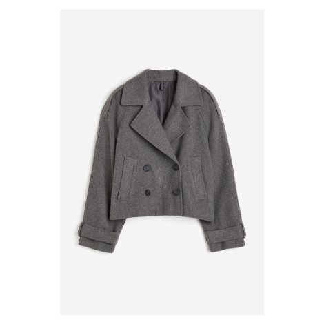 H & M - Krátký dvouřadový kabát - šedá H&M