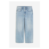 H & M - Wide High Cropped Jeans - modrá
