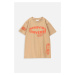 Dětské bavlněné tričko Coccodrillo béžová barva, s potiskem