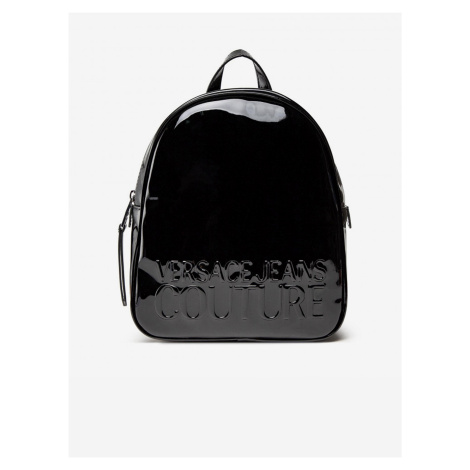 Černý dámský lesklý malý batoh Versace Jeans Couture Maxi logo
