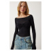 Happiness İstanbul Women's Black Chest Detail Fine Knitwear Blouse