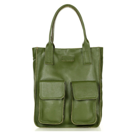 MARCO MAZZINI Khaki shopper bag s kapsami Marco Mazzini handmade