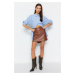 Trendyol Tan Faux Leather Mini Woven Skirt