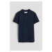 H & M - Tričko z bavlněného piké s límečkem - modrá