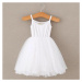 Dívčí šaty na ramínka s týlovou sukní - BÍLÉ 130