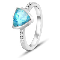Beneto Exclusive Stříbrný prsten se světle modrým topazem TOPAGG2