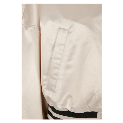 Ladies Short Oversized Satin College Jacket - softseagrass Urban Classics