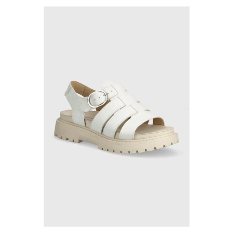 Kožené sandály Timberland Clairemont Way dámské, bílá barva, na platformě, TB0A62WREM21
