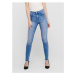 Modré skinny fit džíny s roztřepenými lemy ONLY Blush