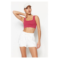 Trendyol White Parachute Fabric 2 Layer Knitted Sports Shorts With Shorts
