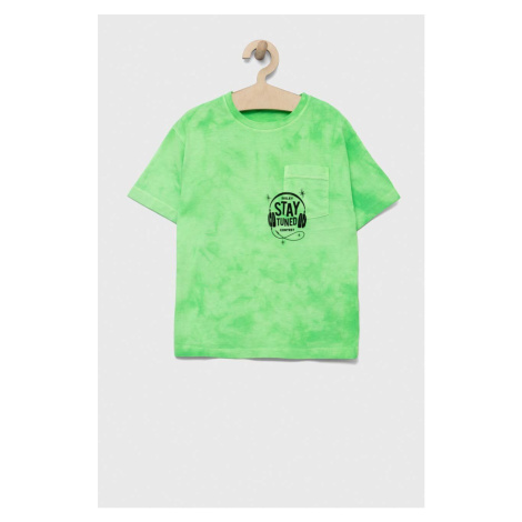Dětské bavlněné tričko Sisley zelená barva