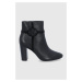 Kožené kotníkové boty Lauren Ralph Lauren dámské, černá barva, na podpatku