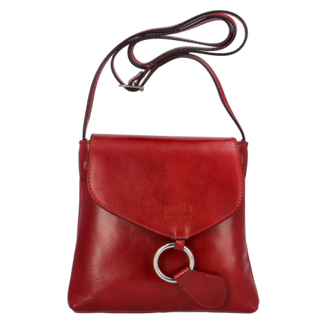 Kožená elegantní crossbody kabelka Arlette, světle červená Delami Vera Pelle