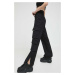 Bavlněné kalhoty Sixth June černá barva, kapsáče, high waist