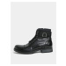 Černé pánské kožené kotníkové boty s přezkou Jack & Jones Bany