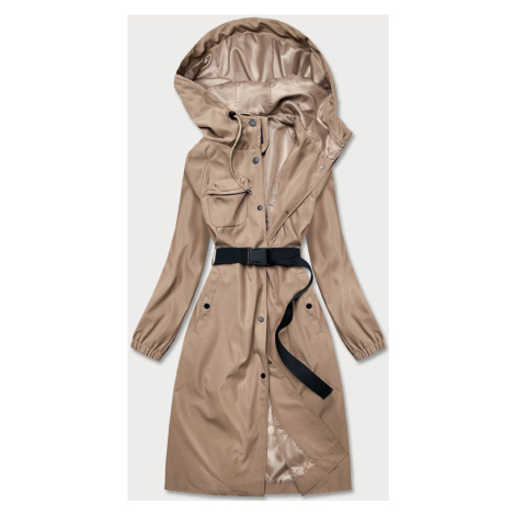 Dlouhý béžový kabát s páskem model 17032545 - Ann Gissy