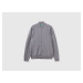 Benetton, Dark Gray Zip-up Cardigan In Pure Merino Wool