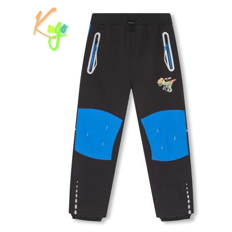 Chlapecké softshellové kalhoty, zateplené - KUGO HK2515, tmavě šedá / modré zipy Barva: Šedá