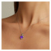 GRACE Silver Jewellery Stříbrný náhrdelník Amorita - stříbro 925/1000, fialový zirkon, srdce NH-