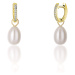 JwL Luxury Pearls Pozlacené kruhové náušnice á la vévodkyně Kate s pravou perlou a zirkony 3v1 J
