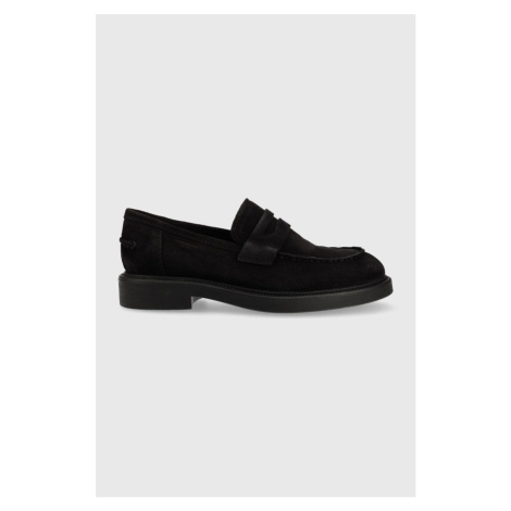 Semišové mokasíny Vagabond Shoemakers Alex W dámské, černá barva, na plochém podpatku