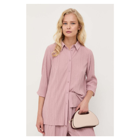 Košile Max Mara Leisure dámská, růžová barva, regular, s klasickým límcem