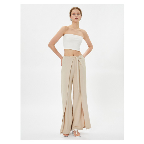 Koton Wide Leg Trousers Covered Lacing Detail Elastic Waist