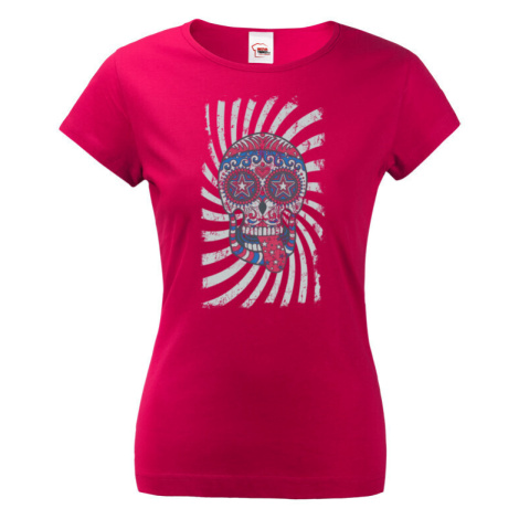 Dámské tričko s potiskem barevné lebky - originální a stylové tričko