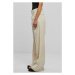 Ladies High Linen Mixed Wide Leg Pants - softseagrass