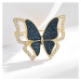 Éternelle Luxusní brož se zirkony Crystal Butterfly Gold - motýl B7157-LXT0537B Zlatá