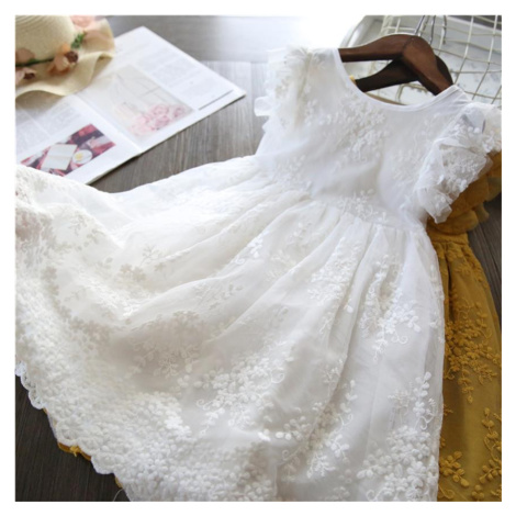 Svatební krajkové šaty pro dítě s mašlí