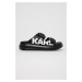 Kožené pantofle Karl Lagerfeld dámské, černá barva, na platformě