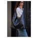 Madamra Black Women's Knitted Patterned Leather Shoulder Bag