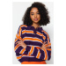 Pletený svetr Trendyol s fialovým barevným blokem