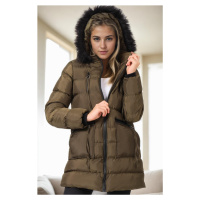 Z6763 DEWBERRY WOMEN'S COAT-KHAKI-1