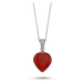 OLIVIE Stříbrný náhrdelník Agáta SRDCE RED 3151