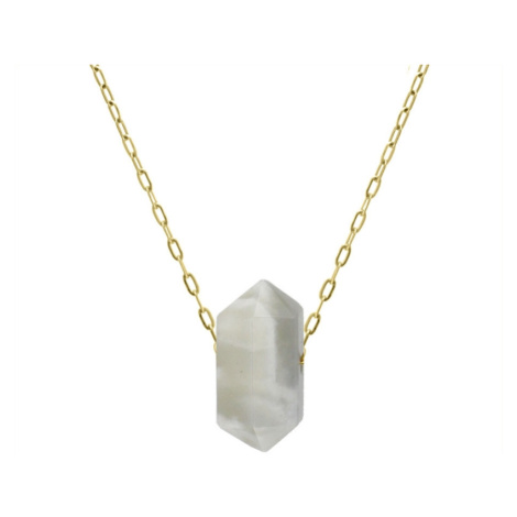 Manoki Ocelový náhrdelník Enrica, amulet měsíční kámen, chirurgická ocel WA620K Zlatá 45 cm + 5 