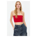 Trendyol Red Fitted Strapless Neck Crop Stretchy Knitted Blouse