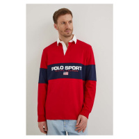 Bavlněné tričko s dlouhým rukávem Polo Ralph Lauren červená barva, 710938458
