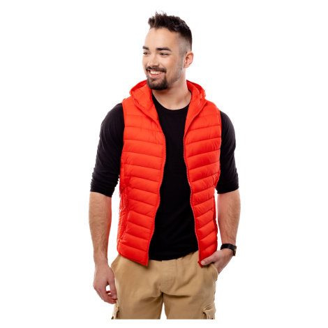 Pánská prošívaná vesta s kapucí GLANO - červená