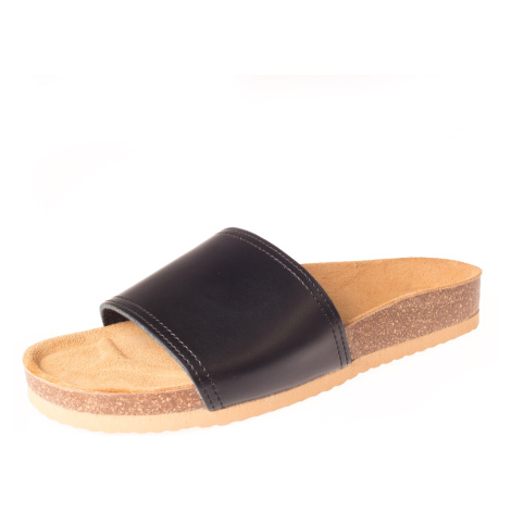 Dámske kožené pantofle bezprackové černé