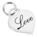 Přívěsek ze stříbra 925 - zrcadlově lesklý srdcovitý zámek, ozdobný nápis "Love"