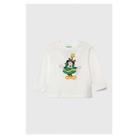 Dětská bavlněná košile s dlouhým rukávem United Colors of Benetton x Disney bílá barva, s potisk