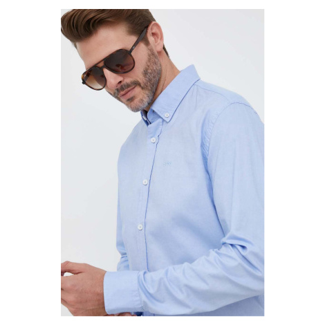 Bavlněná košile BOSS regular, s límečkem button-down Hugo Boss